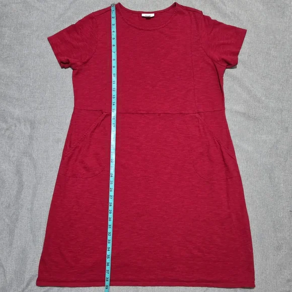 J JILL Red Cotton T-Shirt Dress with Short Sleeves and Pockets Size 1X - Picture 6 of 11